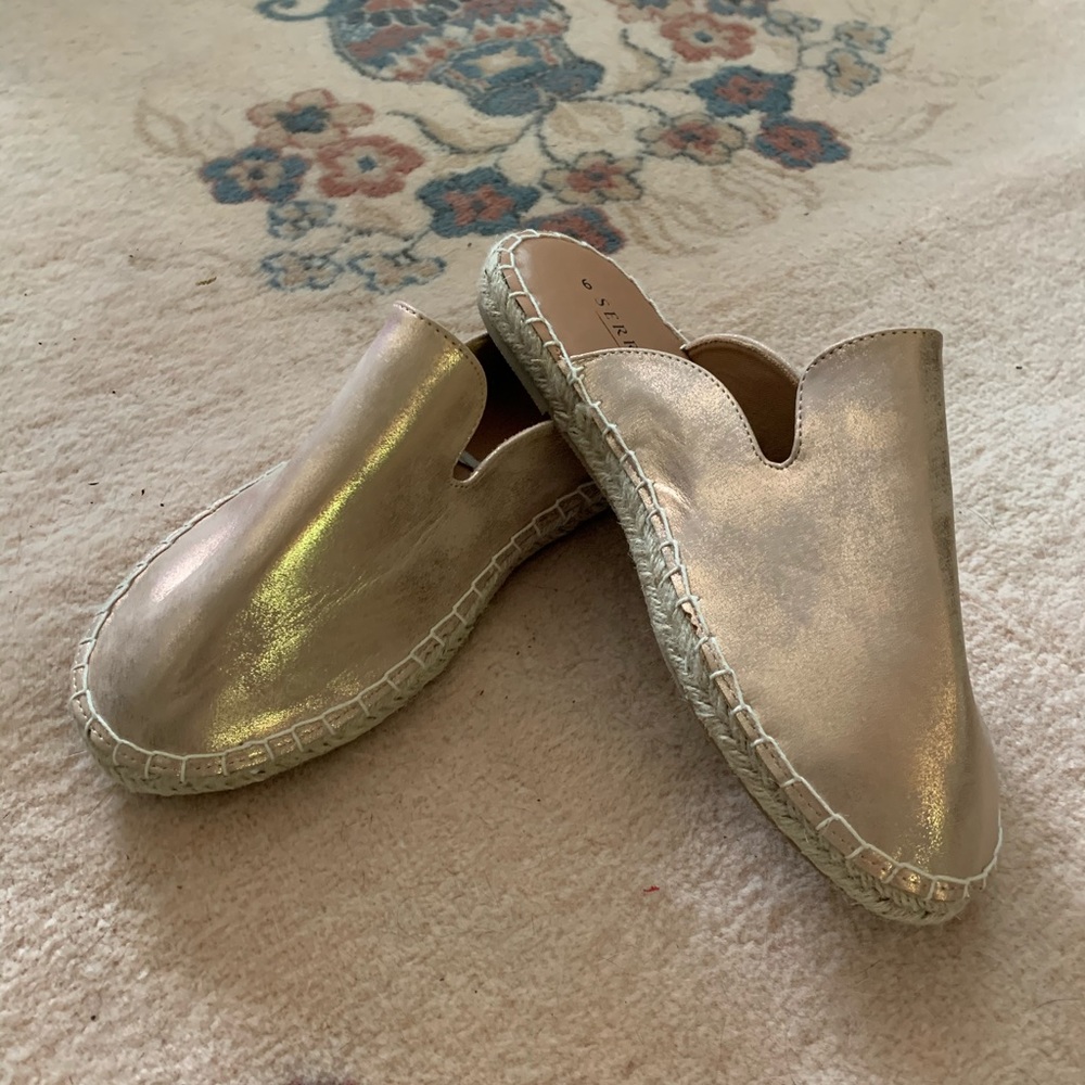 New Rose Gold Espadrille Mules